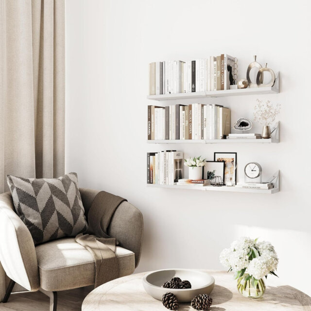 13cm H x 80cm W Stainless Steel Bookcase