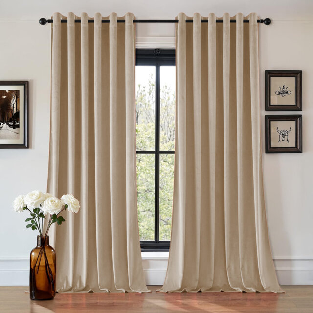 Aspire Homeware 100% Velvet Eyelet Room Darkening Curtains Pair for Soft and Elegant Window Look