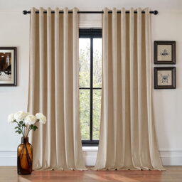 Aspire Homeware 100% Velvet Eyelet Room Darkening Curtains Pair for Soft and Elegant Window Look