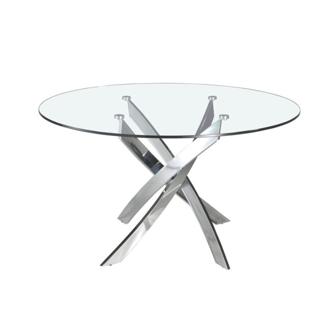 Round tempered glass dining table
