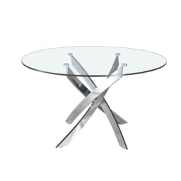 Round tempered glass dining table