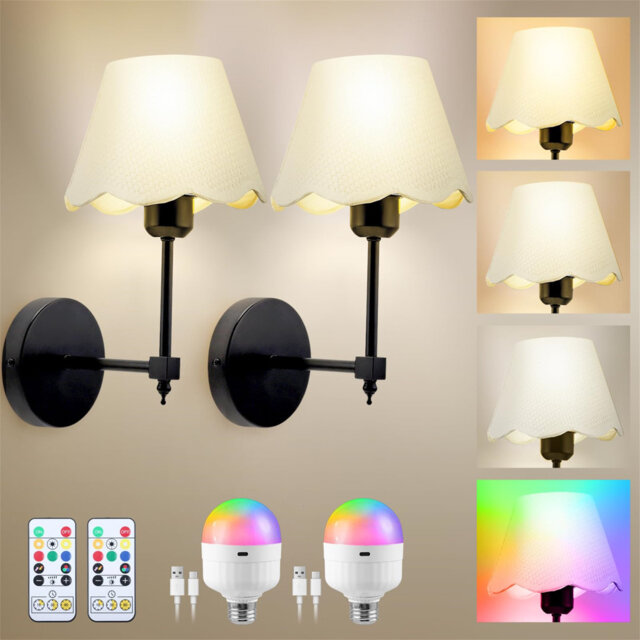 Battery Operated Wall Lights Set Of 2, Rechargeable