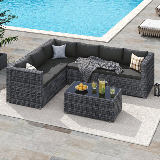 Outdoor Sectional Sofa Set with Thick Cushions