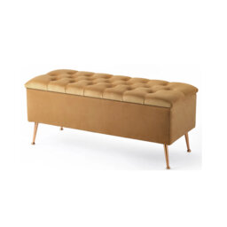 Amara Wide Velvet Tufted Rectangle Storage Ottoman Footstool Upholstered Bench with Legs for Living Room & Bedroom