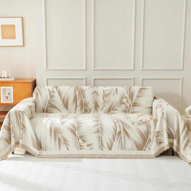 Sofa Throw Blanket, Non-slip Sofa Cover, Stretch Sofa Protector, Scratch Resistant Sofa Towel (khaki, 180 * 300cm)