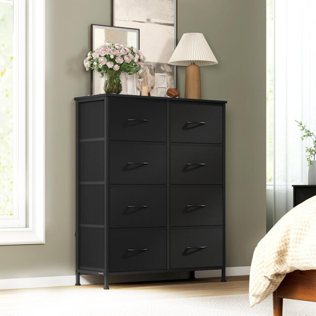 Chest Of Drawers, 8 Fabric Drawers Storage Unit, Steel, MDF, Non-Woven Fabric