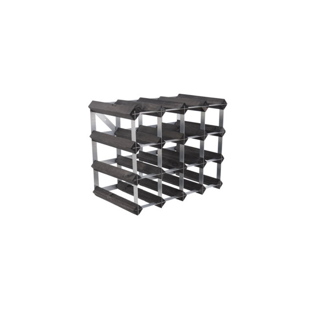 Assembled wine rack for 16 bottles. Made of Swedish pine wood and produced in Sweden.