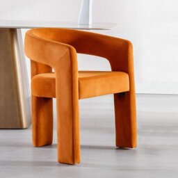 Dining Chair in Faux Fur Chic Armchair with Stylish Curved Backrest for Kitchen Living Room Restaurant Cafe