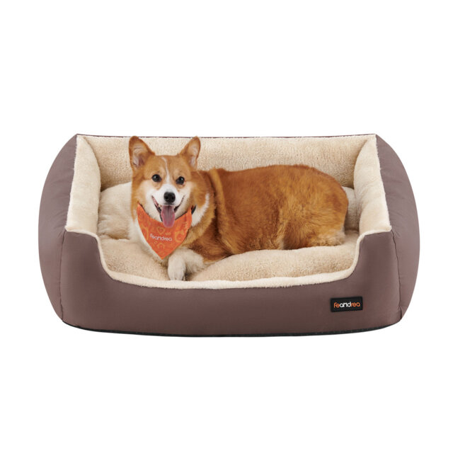 Feandrea Dog Bed Large Washable, Soft Cosy Grey Dog Sofa Bed Puppy Bed for Medium Large Dogs, Removable Reversible Cushion Dog Beds Pet Bed, 85 x 65 x