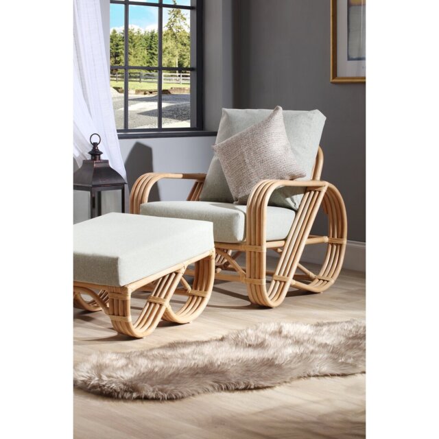 Marceno Upholstered Armchair with Footstool