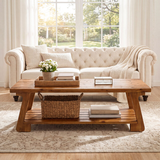 Solid Wood Coffee Table with Storage
