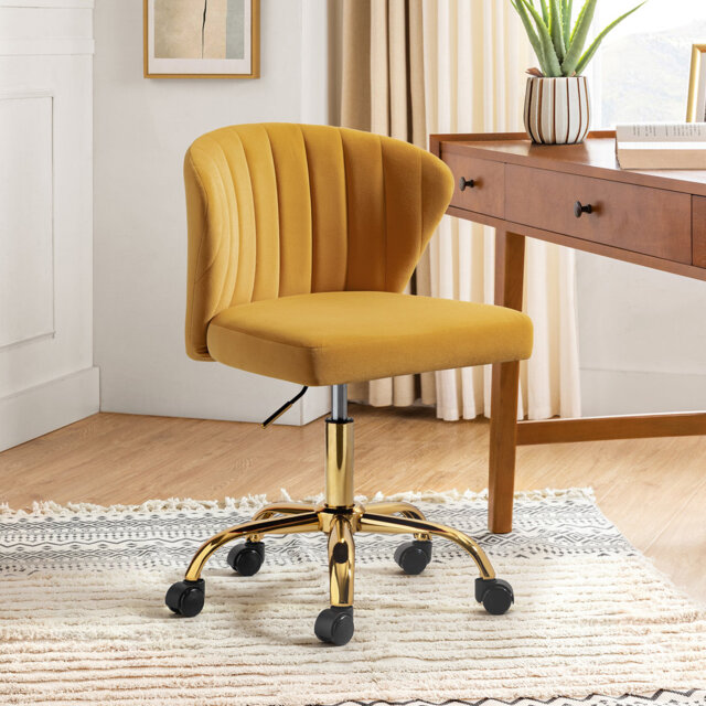 Petillo Swivel Velvet Office Task Chair with Adjustable Height and Padded Cushion