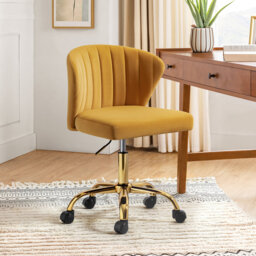 Petillo Swivel Velvet Office Task Chair with Adjustable Height and Padded Cushion