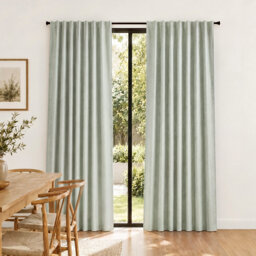 100% Blackout Curtains Thermal Linen Look Pair Ready Made 52x84 in Green