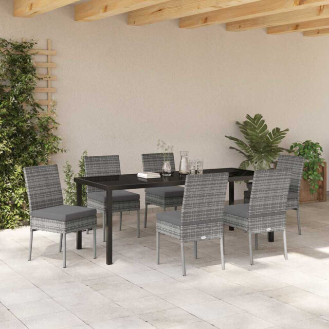 Garden Dining Set Powder-Coated Steel Outdoor Furniture Poly Rattan