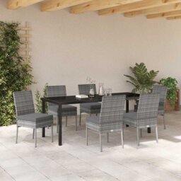 Garden Dining Set Powder-Coated Steel Outdoor Furniture Poly Rattan