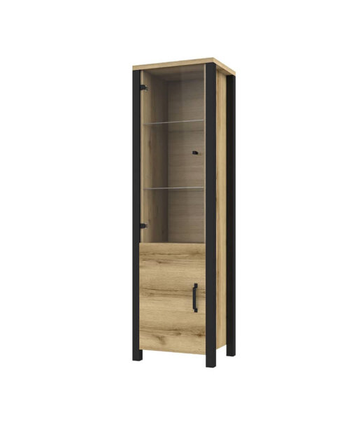 Altti 05: The Alpine Elegance Tall Display Cabinet in Appenzeller Black - W56cm
