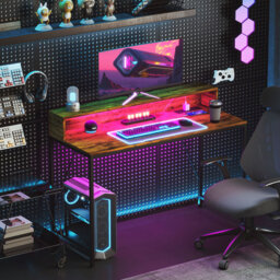 Yingst Computer Desk with LED Light and Charge