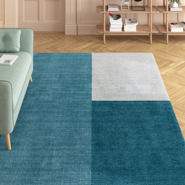 Acuff Handmade Teal/Gray Rug