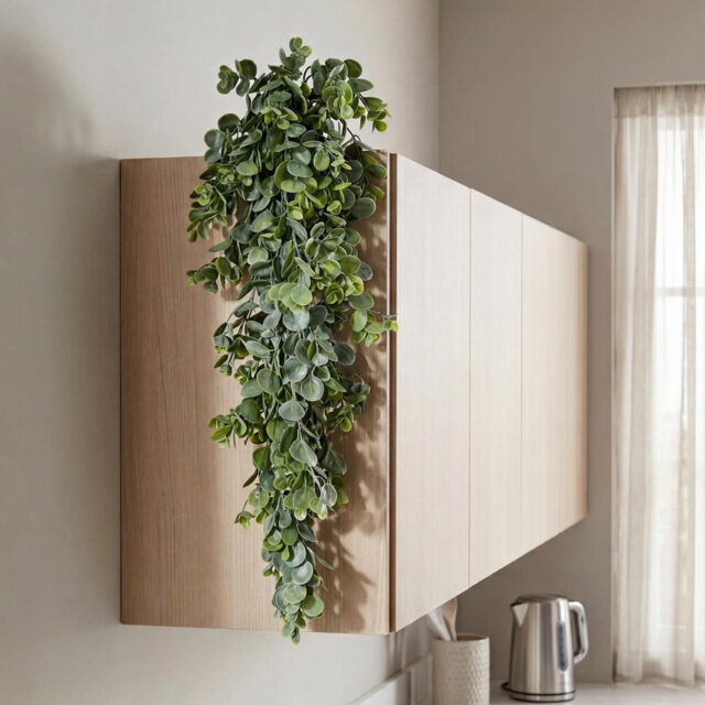 Pack Of 6 X 75Cm Artificial Trailing Round Leaf Hanging Foliage Plant - Bright Lime Green