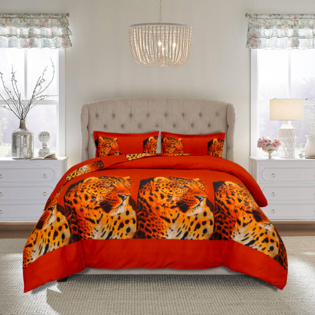 Aspire Homeware Leopard Print 3D Duvet Complete Set With Pillowcases & Fitted Sheet