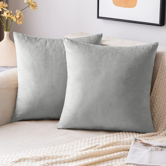 Velvet Scatter Cushion Covers - Soft Plush Decorative Covers Set of 2 for Sofa & Bed