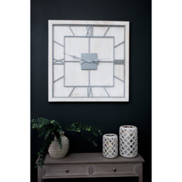 Anetia White Square Large Wall Clock