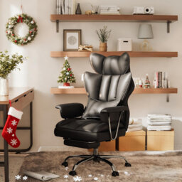Ergonomic Adjustable Reclining Swiveling Office Chair - Faux Leather with Footrest for PC