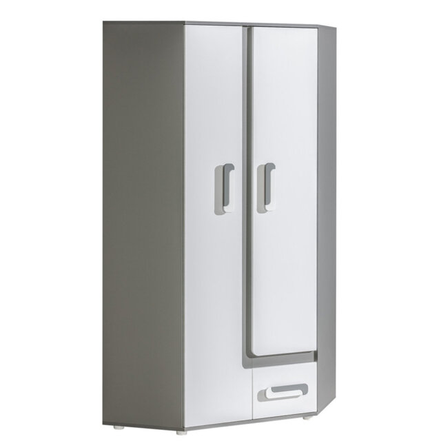 """Arezzo 2"" corner wardrobe, anthracite / white / anthracite color"