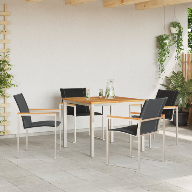 5 Piece Garden Dining Set Solid Wood Acacia