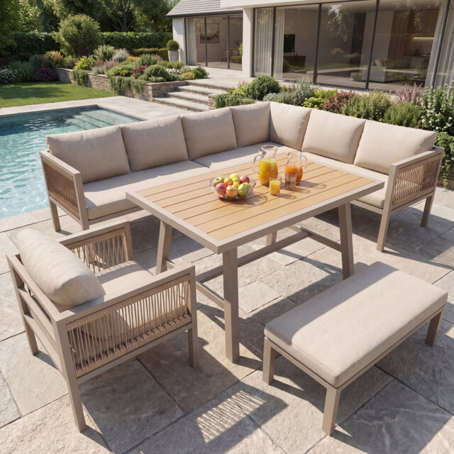 6-Piece Outdoor Corner Sofa Set With Cushions For Patio & Balcony