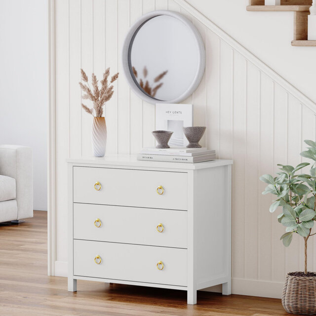 3 Drawer Dresser for Bedroom, 31.5 Inch Wide Chest of Drawers, Tall Freestanding Storage Cabinet & Clothes Organizer for Living Room, Hallway