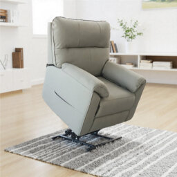 Electric Rise & Recline Chair with Heat & Massage, Full Grain Aniline Leather, Ideal for Lounging
