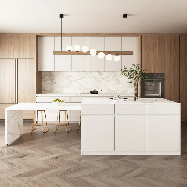 Extendable Freestanding Kitchen Islands,Wood Kitchen Island with Storage and Seating Area