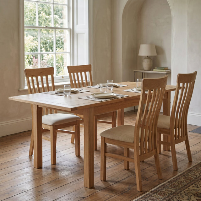 Racquel 4 -Person Butterfly Leaf Oak Solid Wood Dining Set