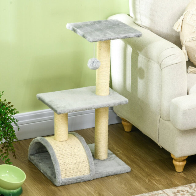 Fernpaw Three-Tier Cat Tree with Scratching Posts and Plush Upholstery for Indoor Cats