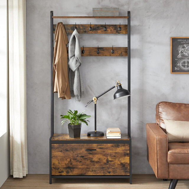 Hall Tree 85cm Wide with Bench and Shoe Storage