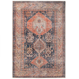 Machine Washable Navy Terra Traditional Persian Style Distressed Living Room Area Rug