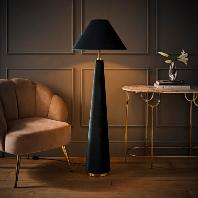 Alari Conical Burgundy Velvet Midi Floor Lamp