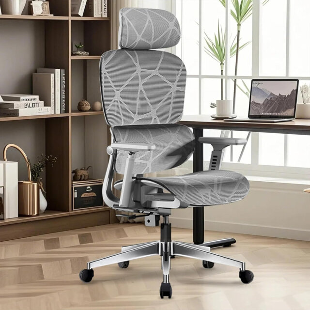 Reclining Mesh Ergonomic Office Chair Adjustable Lumbar Headrest 3D Armrest Heavy Duty Metal Base, Black