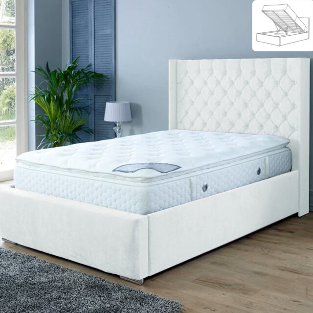 Gremillion Wingback Ottoman Storage Bed - Plush Velvet Gas Lift Bed Frame with Headboard