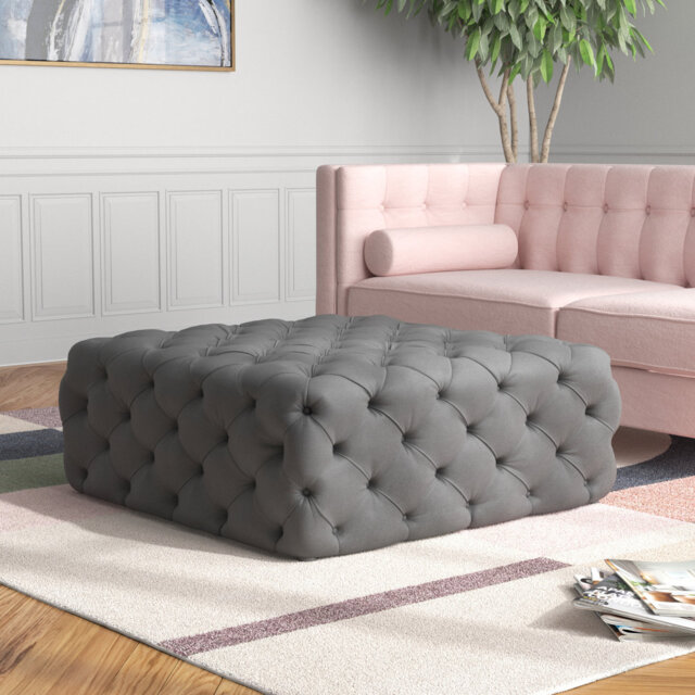 Ackerman 100Cm Wide Velvet Tufted Square Cocktail Ottoman
