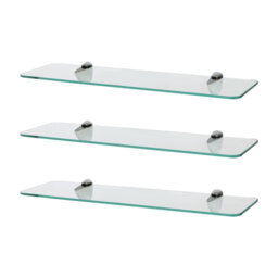Harbour Housewares - Rounded Floating Glass Shelves with Metallic Brackets