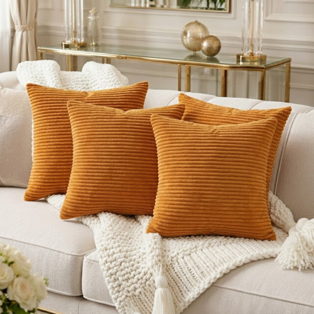 Areia Indoor / Outdoor Orange Square Throw Cushion Cover