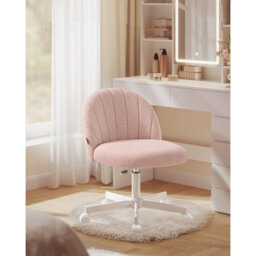 Office Chair, Swivel Makeup Vanity Desk Chair, Height Adjustable, Teddy Fleece