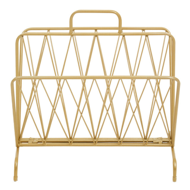 Alfons Gold Finish Two Pocket Magazine Rack