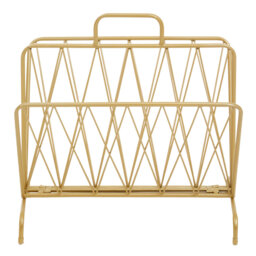 Alfons Gold Finish Two Pocket Magazine Rack