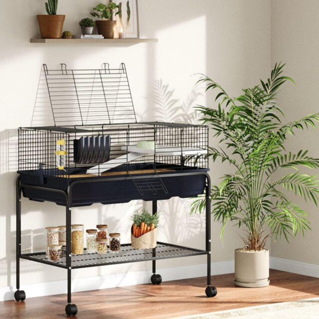 "35.3"" h Hamster Cage Kit with Removable Storage Shelf, Guinea Pig Cage with 3Pcs Accessories, Rat Critter Cage for Chinchilla, Squirrel, Gerbil, Hedge"