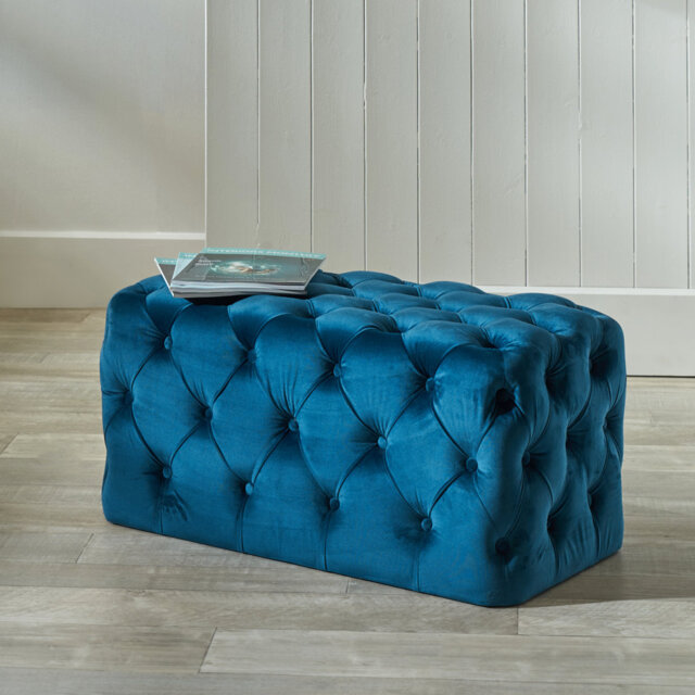 Kremer 80cm Wide Velvet Tufted Rectangle Solid Colour Cocktail Ottoman