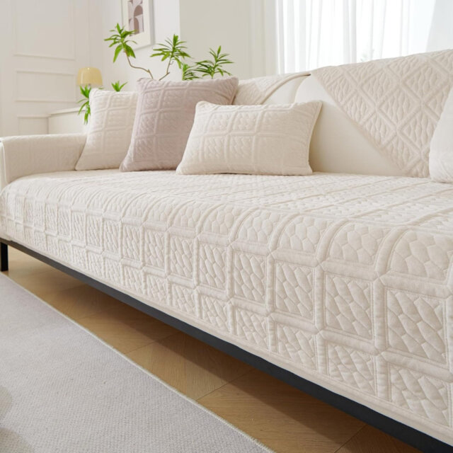 New Milk Velvet Soft Sofa Cover, Universal Couch Covers Non-Slip Corner Sofa Cover (Cream, 1PC 70 * 210cm Cushion Cover)